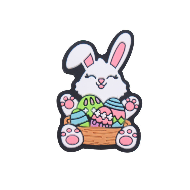 Wholesale 10pcs Cartoon Cute Easter Cartoon Animal Little White Rabbit Series Focal Beads DIY Bead Accessories