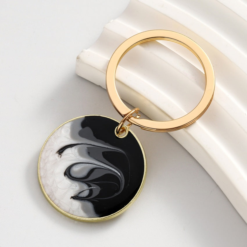 Wholesale DIY Bohemian Style Oil Drip Color Matching Disc Keychain ACC-KC-RongR084