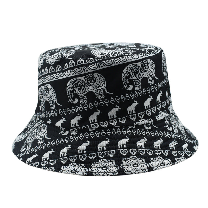 Wholesale  cartoon animal retro fisherman hat printed double-sided  sunshade hat