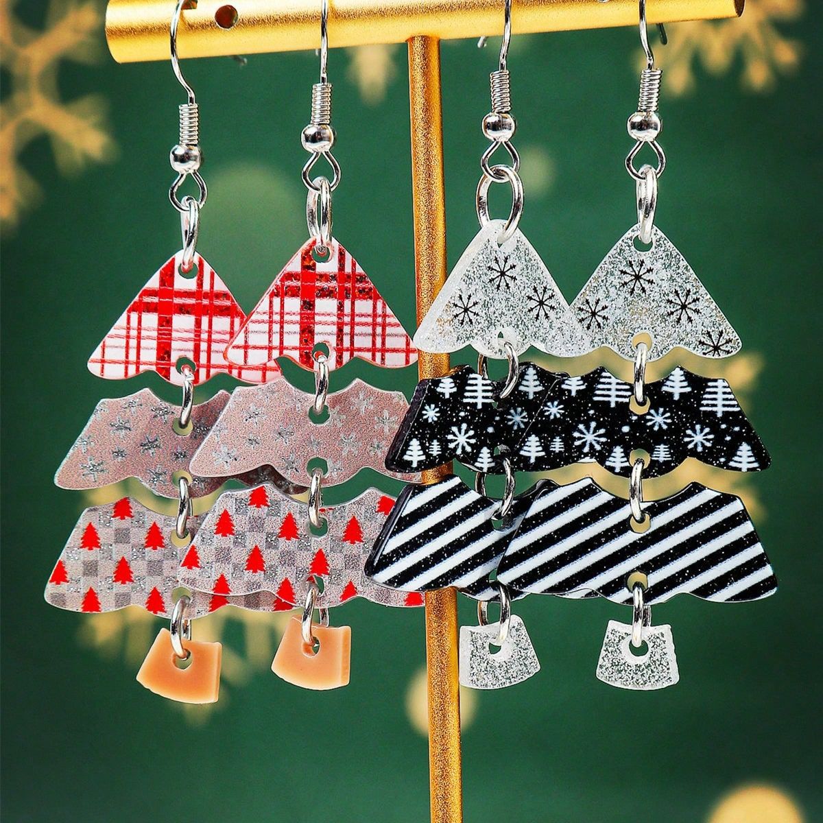 Wholesale Acrylic Christmas Tree Earrings - Colorful Party Jewelry Accessory for Women Gift
