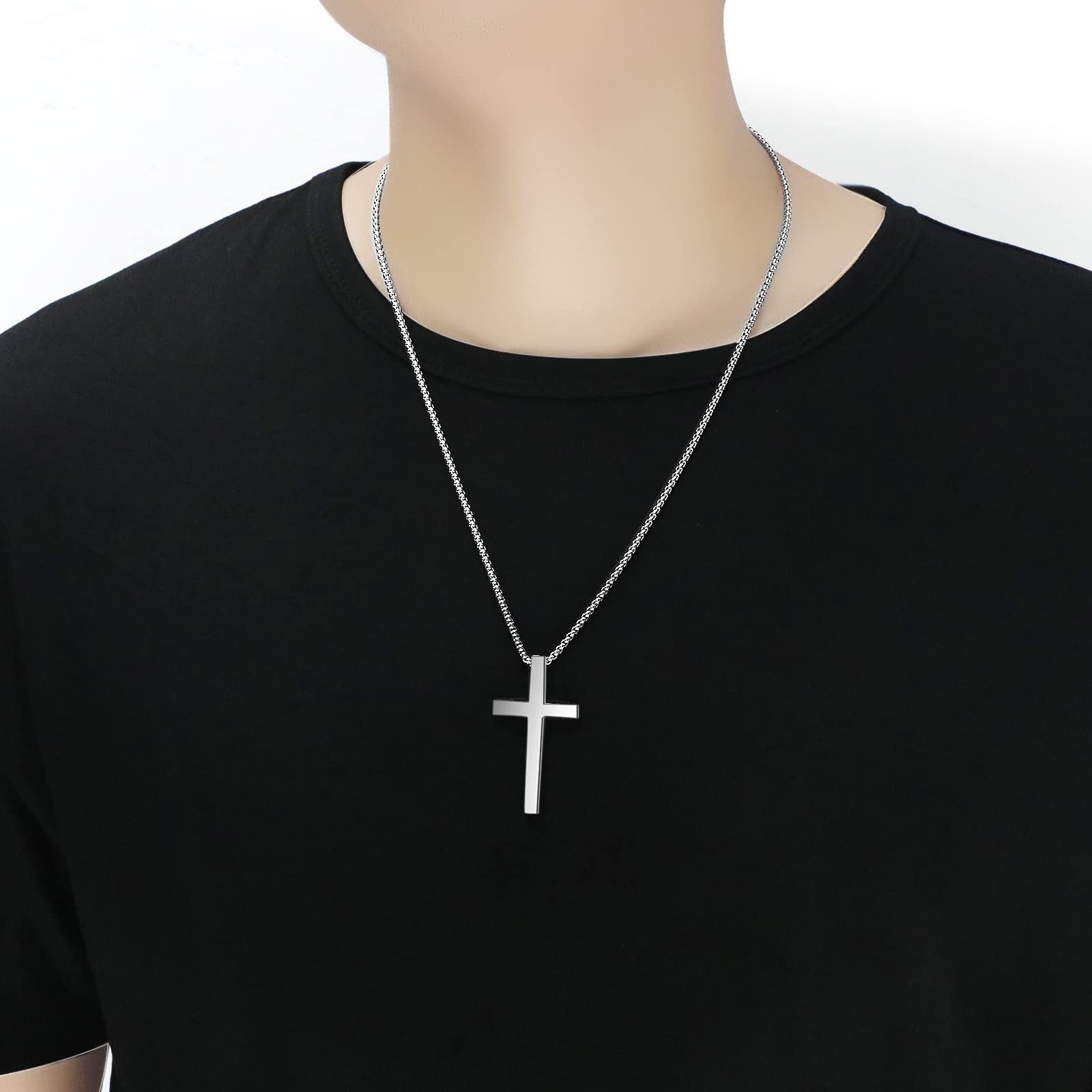 Wholesale Stainless steel engraved cross pendant necklace