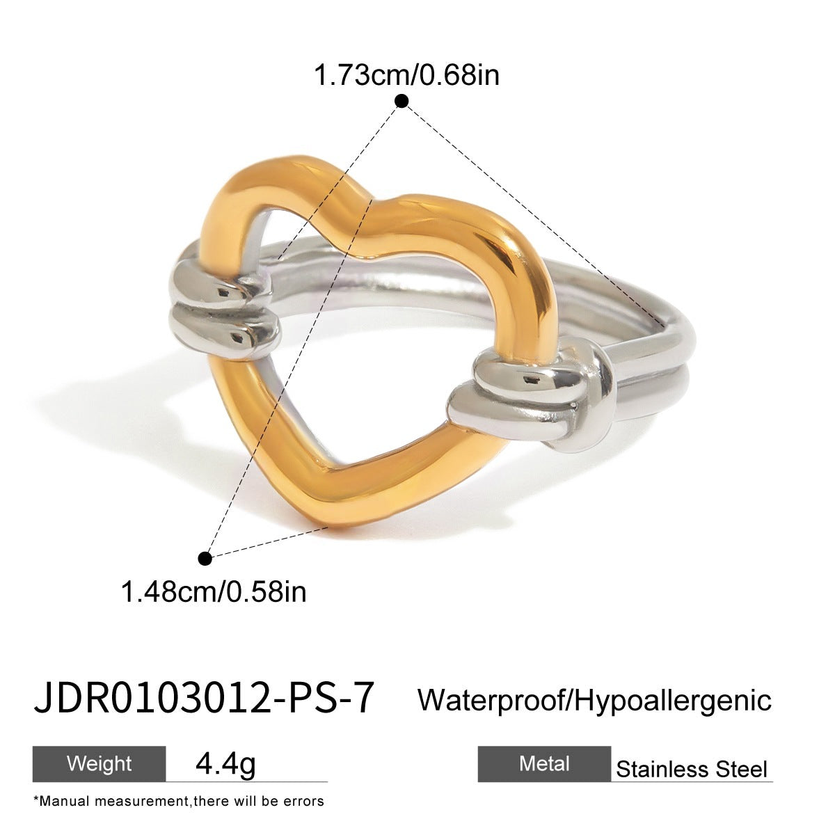 Wholesale  18K gold stainless steel gold and silver color matching hollow ring