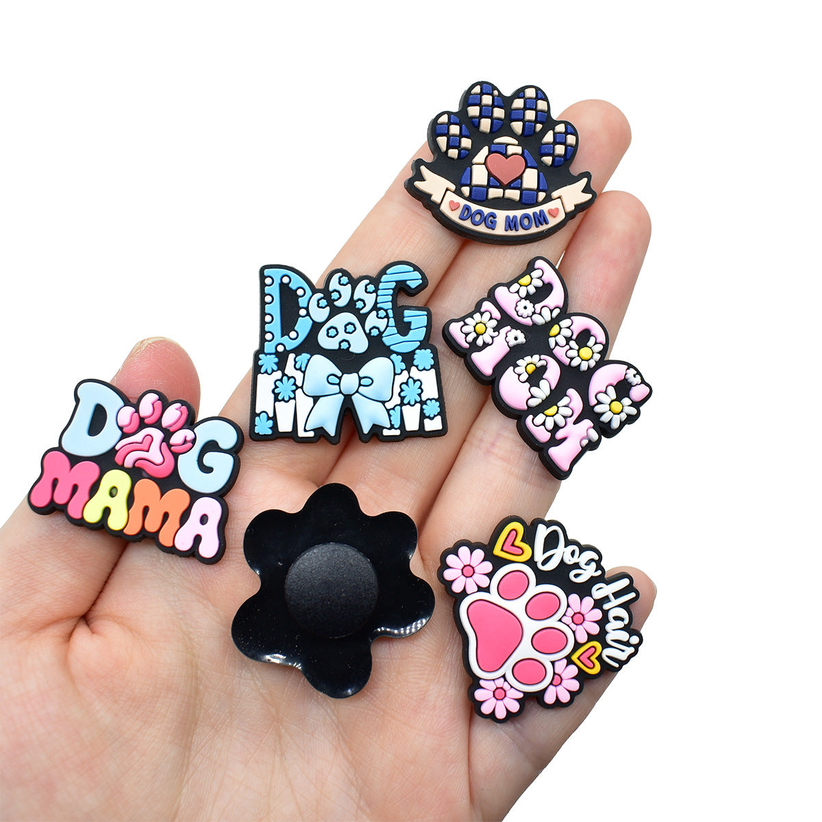 Wholesale  Random 100pcs Creative Cute dog-themed   PVC Soft Rubber Shoe Buckle Decoration