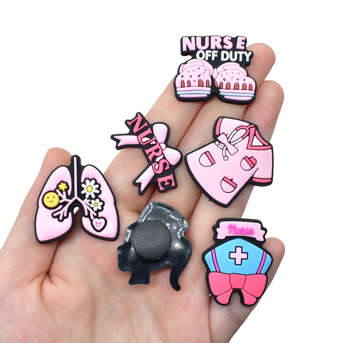 Wholesale Random 100pcs Nurses'  Day series  PVC Soft Rubber Shoe Buckle Decoration