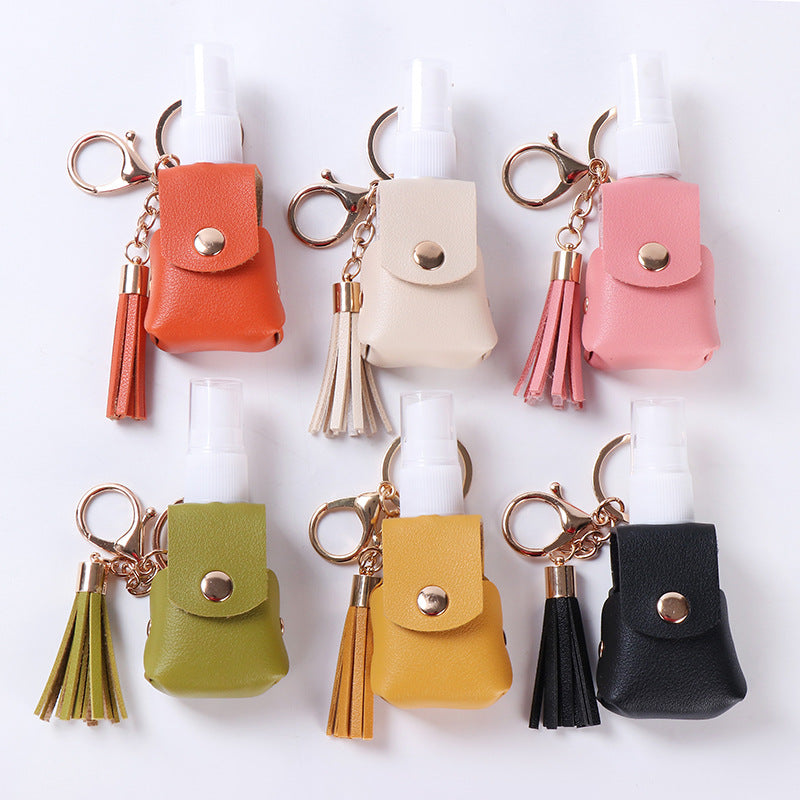 Wholesale Chic 30Ml Portable Skincare Refillable Keychain Bottle With Artificial Leather Case For Travel And Gift