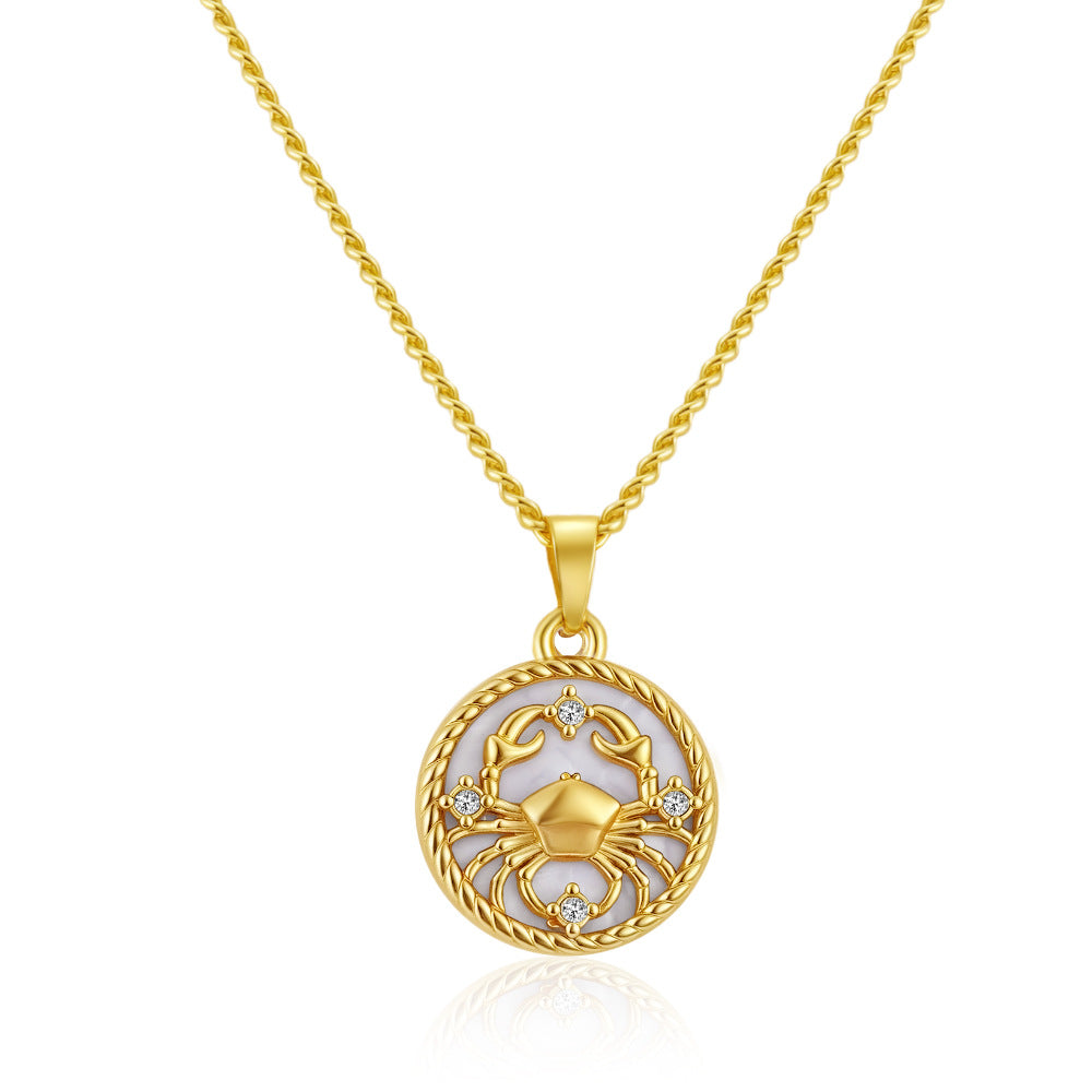 Wholesale Stainless Steel Zodiac Pendant Necklace Round PVD Electroplated Fashion Accessory for Everyday Wear