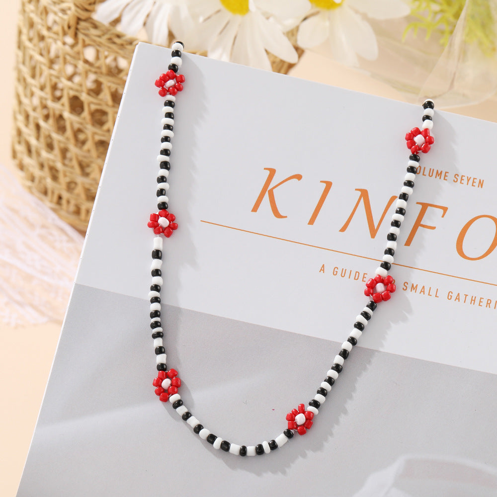 Wholesale Rice Bead Flower Necklace