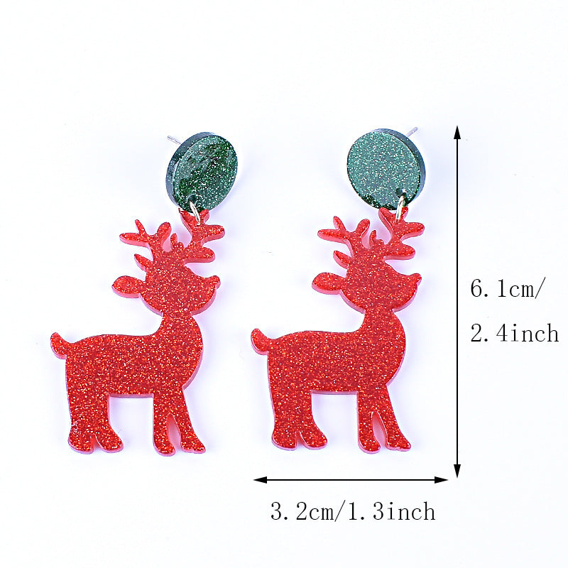 Wholesale Christmas Green Furry Monster  Heart-Shaped Earrings