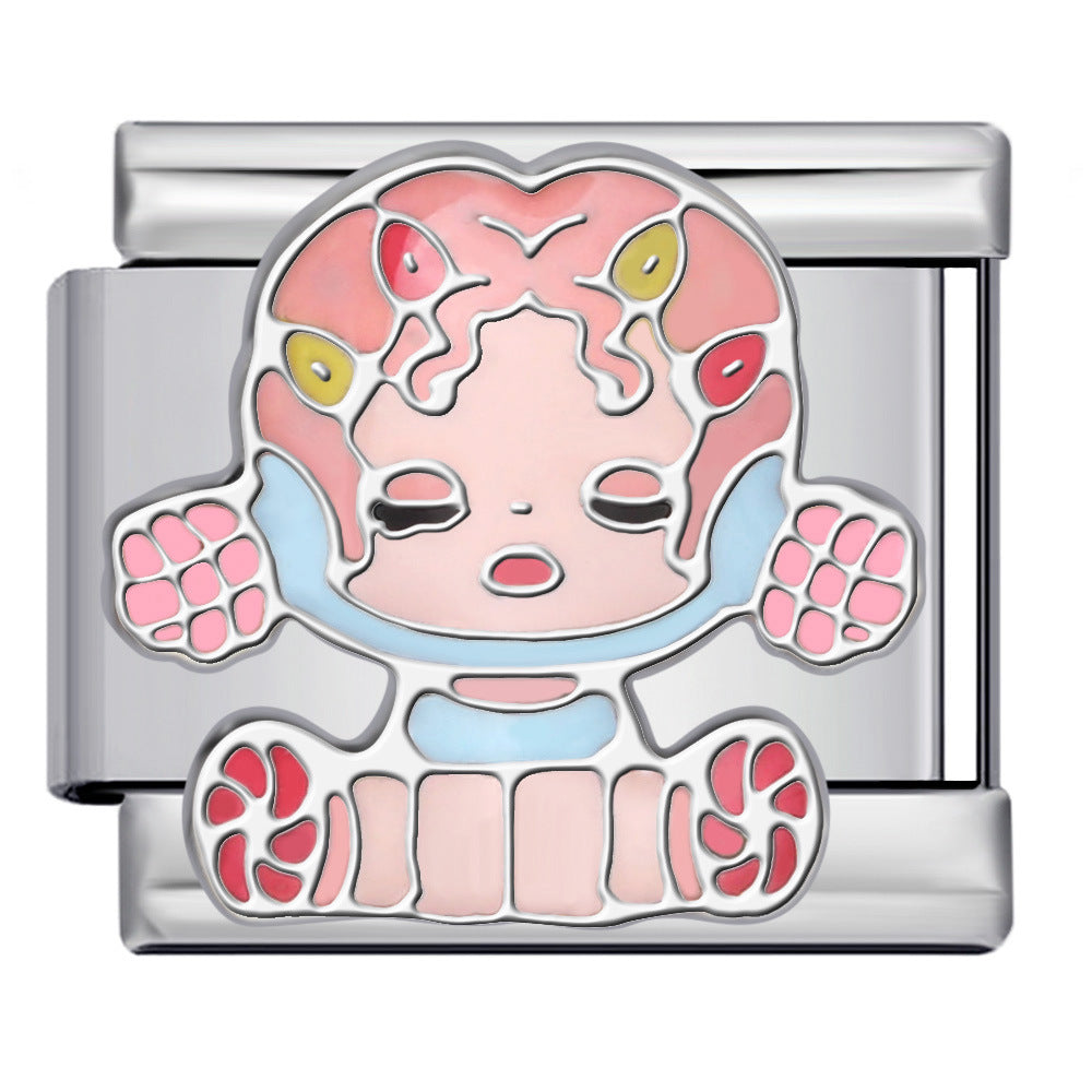 Wholesale 2pcs/pack  Italian Charm Bracelet 9mm DIY Splicing Anime Cute Cartoon Stainless Steel Composable Bracelet