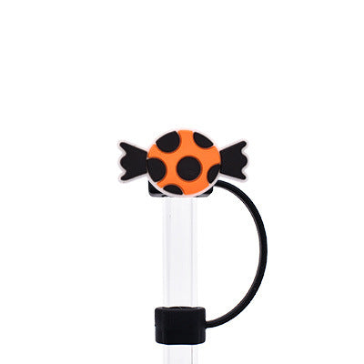 Wholesale Random 100pcs Halloween 10MM PVC Straw Tube Cap ACC-SCR-YiQu002