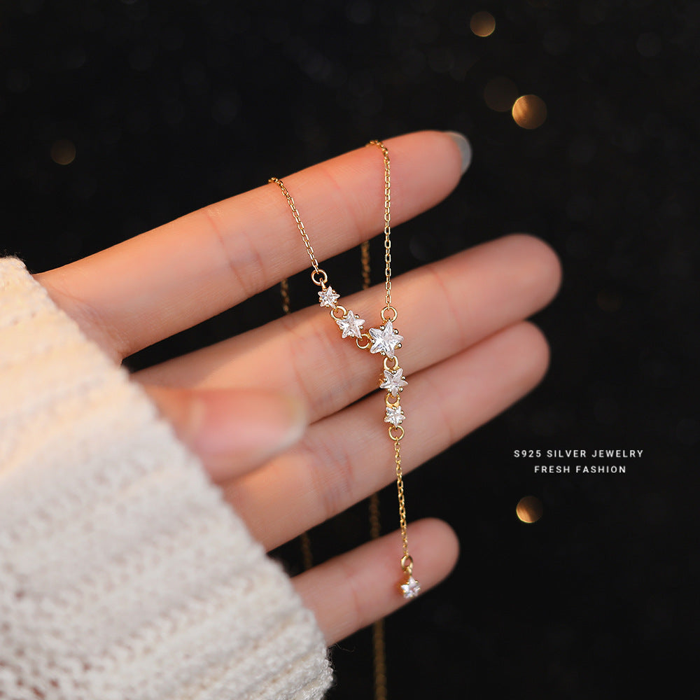 Wholesale S925 Silver Brilliant Star Necklace  Light Luxury Clavicle Chain