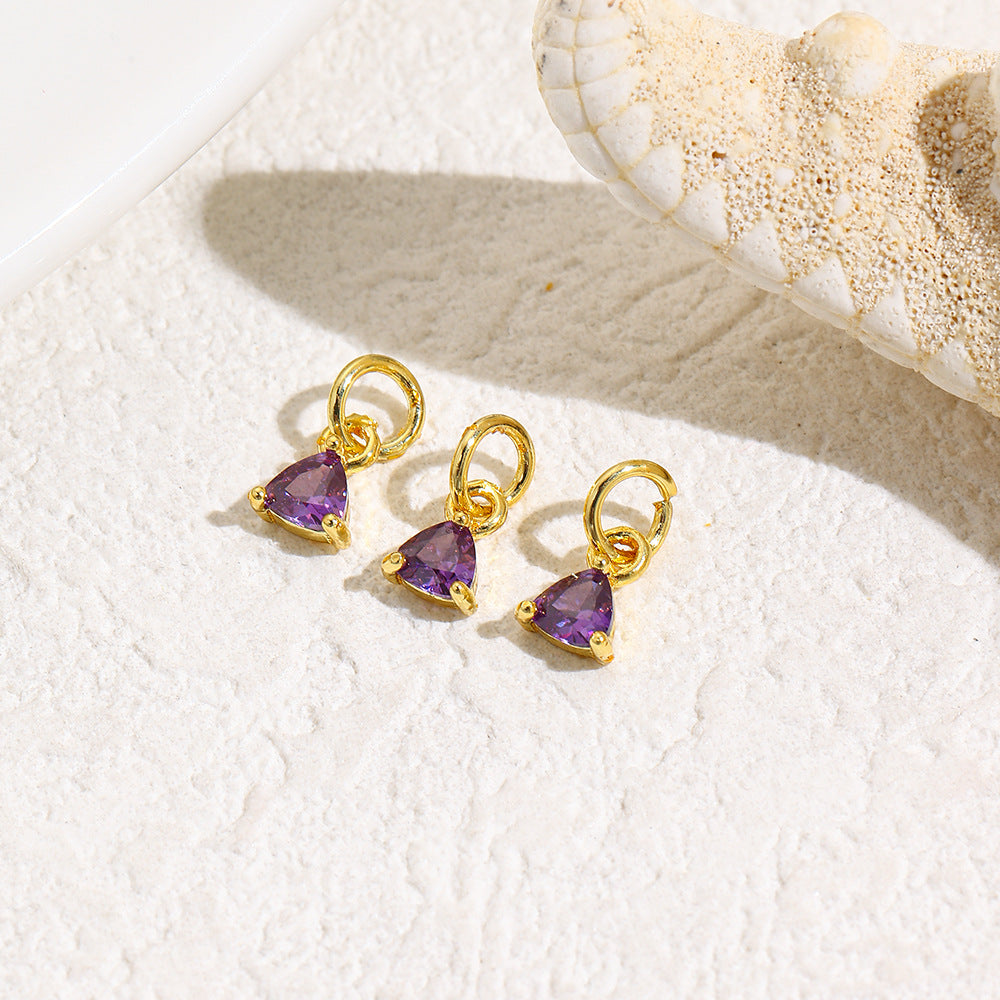 Wholesale Geometric triangle colored zircon small pendant