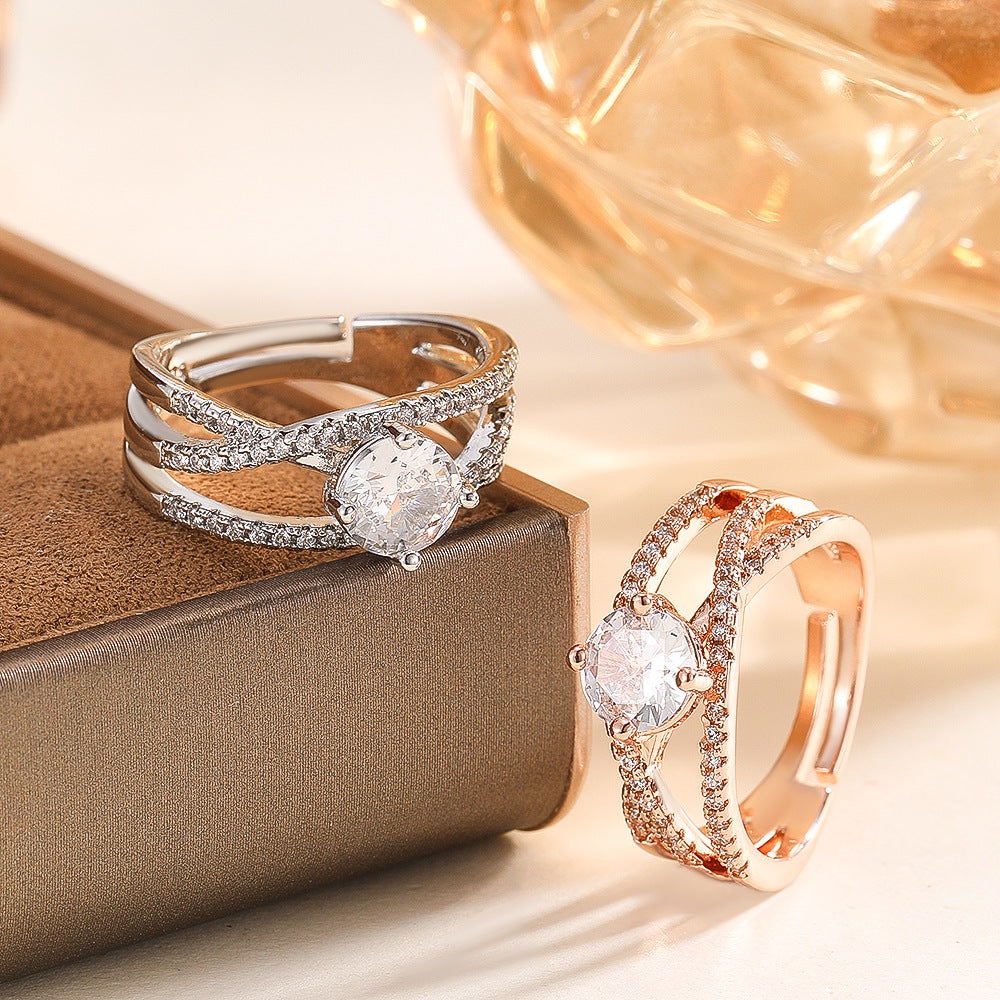 Wholesale Trendy Coil Design Adjustable Open Ring Moissanite Silver Jewelry For Everyday Wear Gift