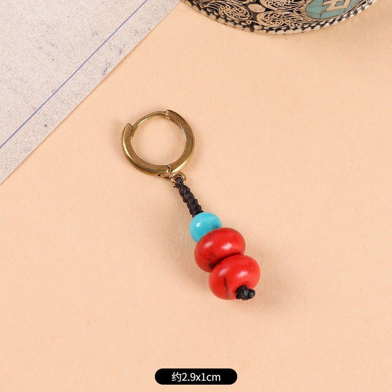 Wholesale Woven Turquoise Ethnic Style Earrings Handmade Vintage Jewelry Accessory Gift