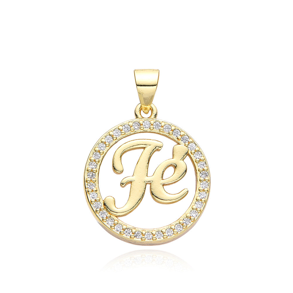 Wholesale Zircon geometric letter heart-shaped vintage necklace