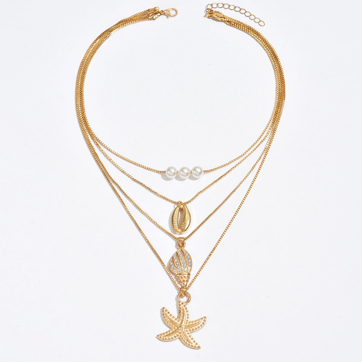 Wholesale  Summer Ocean Beach Shell Necklace Multi-Layered Necklace Clavicle Chain