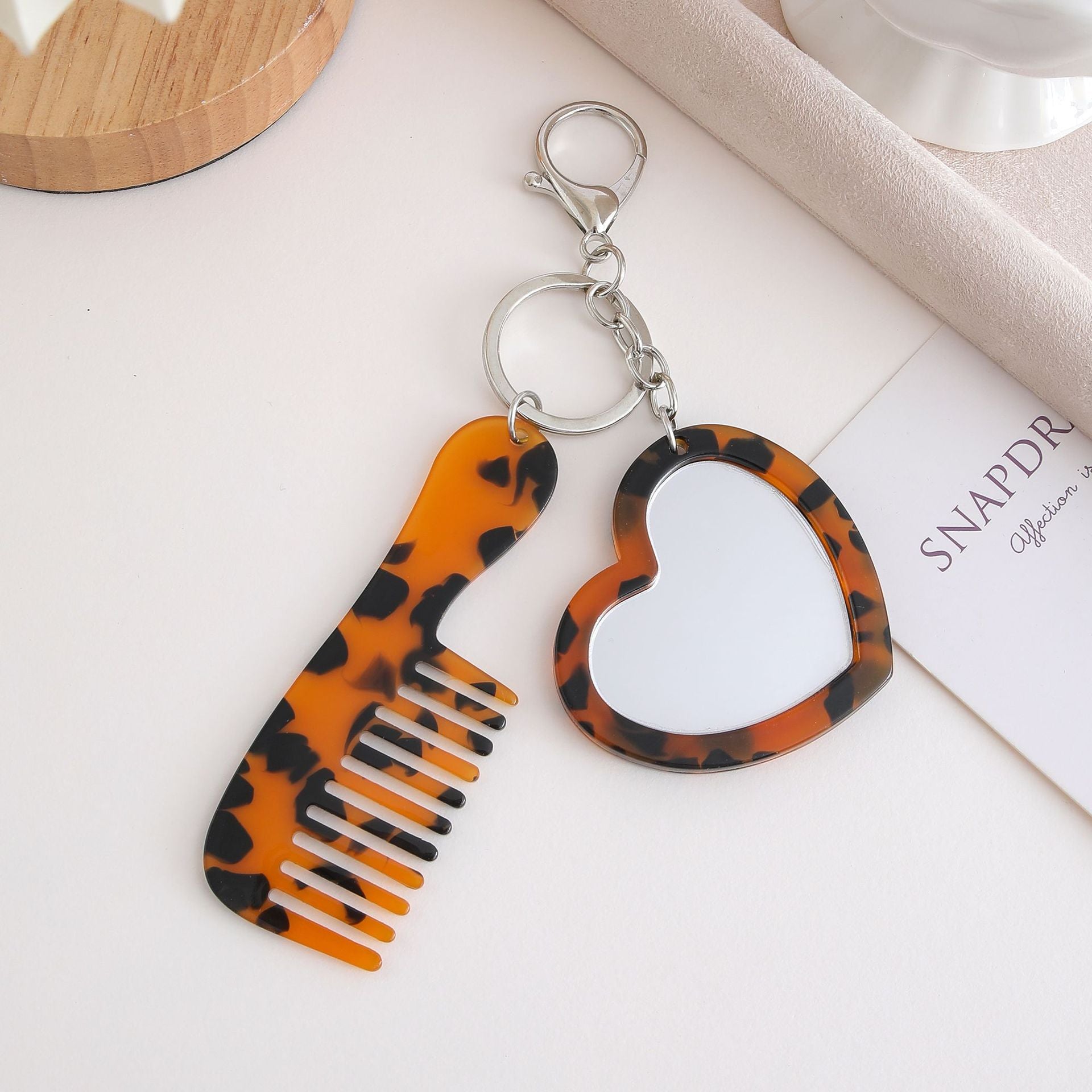 Wholesale Glitter Heart Makeup Mirror Keychain