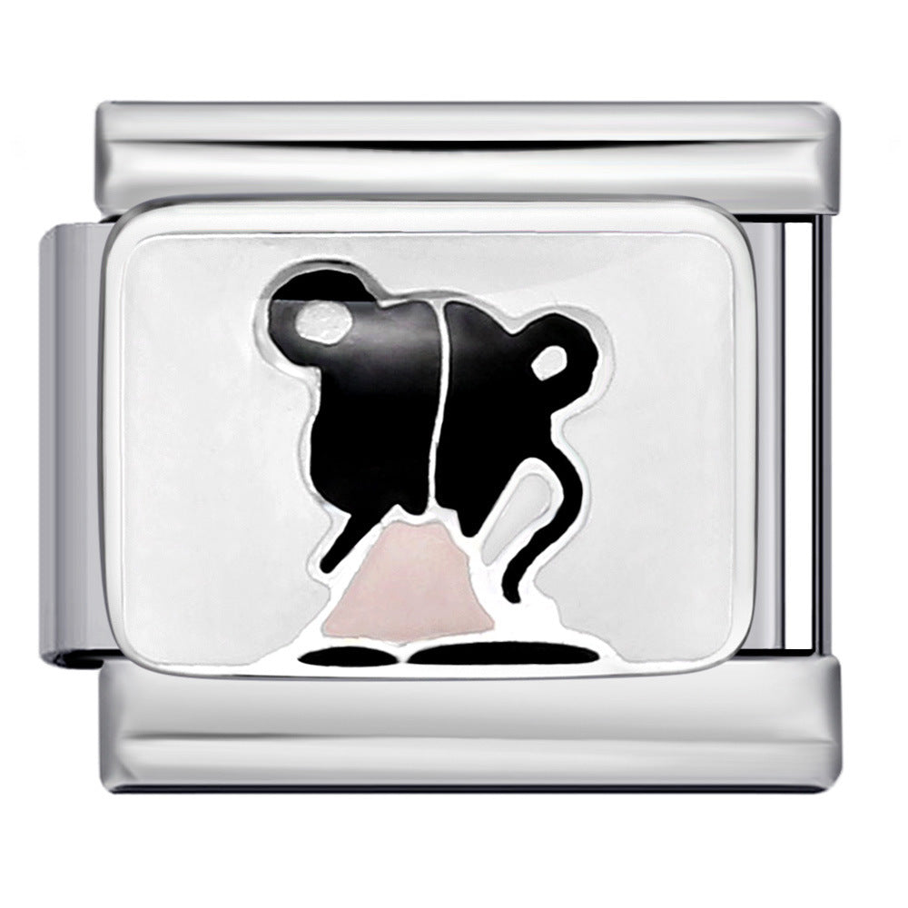 Wholesale 2pcs/pack  Italian Charm Bracelet 9mm DIY Splicing Creative Pattern Stainless Steel Composable Bracelet