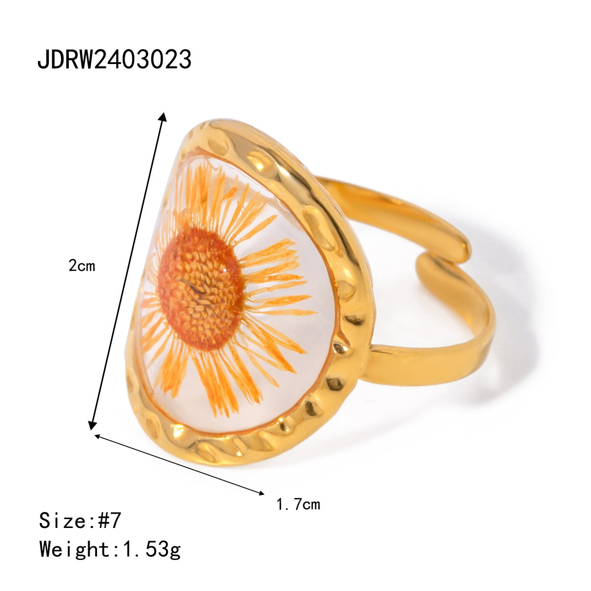 Wholesale 18k Gold Stainless Steel Sunflower Eternal Flower Rings ACC-RS-WanX003    