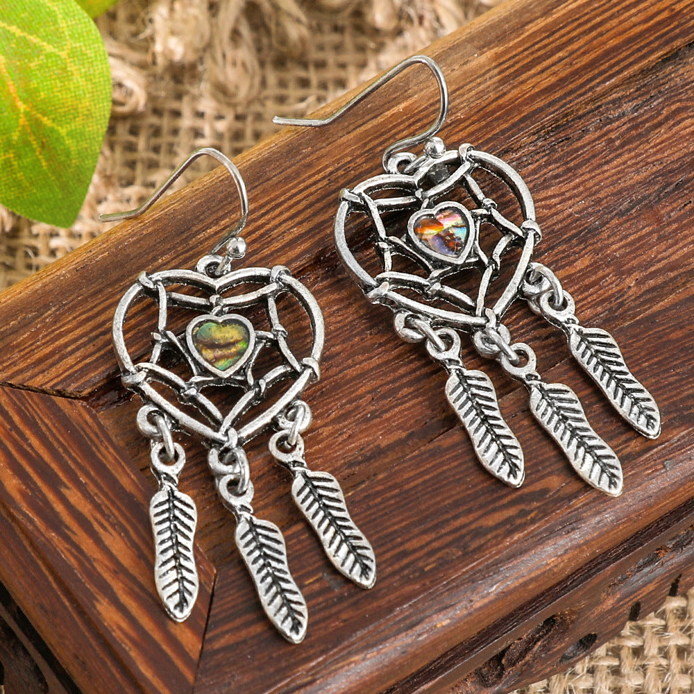 Wholesale Ethnic Style Zinc Alloy Abalone Shell Tassel Earrings for Women Long Exotic Fashion Accessory Boutique Resale