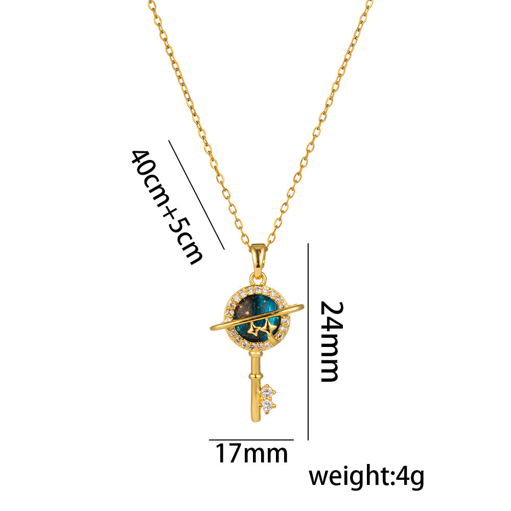 Wholesale Titanium Steel Necklace Planet Starry Sky Necklaces Clavicle Chain ACC-NE-Kucai002