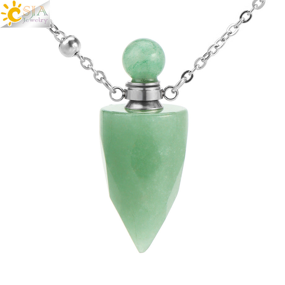 Wholesale Natural Stone Crystal Perfume Bottle Necklace ACC-NE-HuaiShe005