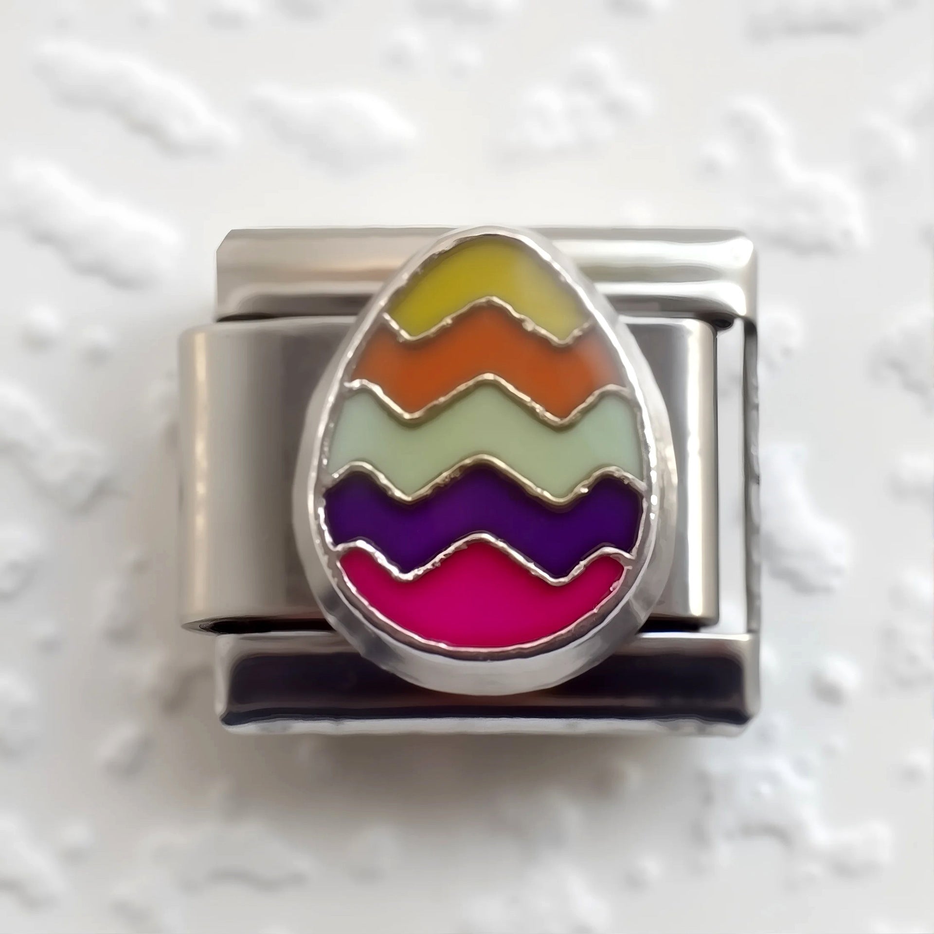 Wholesale 5pcs Italian Charm Bracelet 9mm DIY Splicing Easter Egg Rabbit Stainless Steel Composable Bracelet