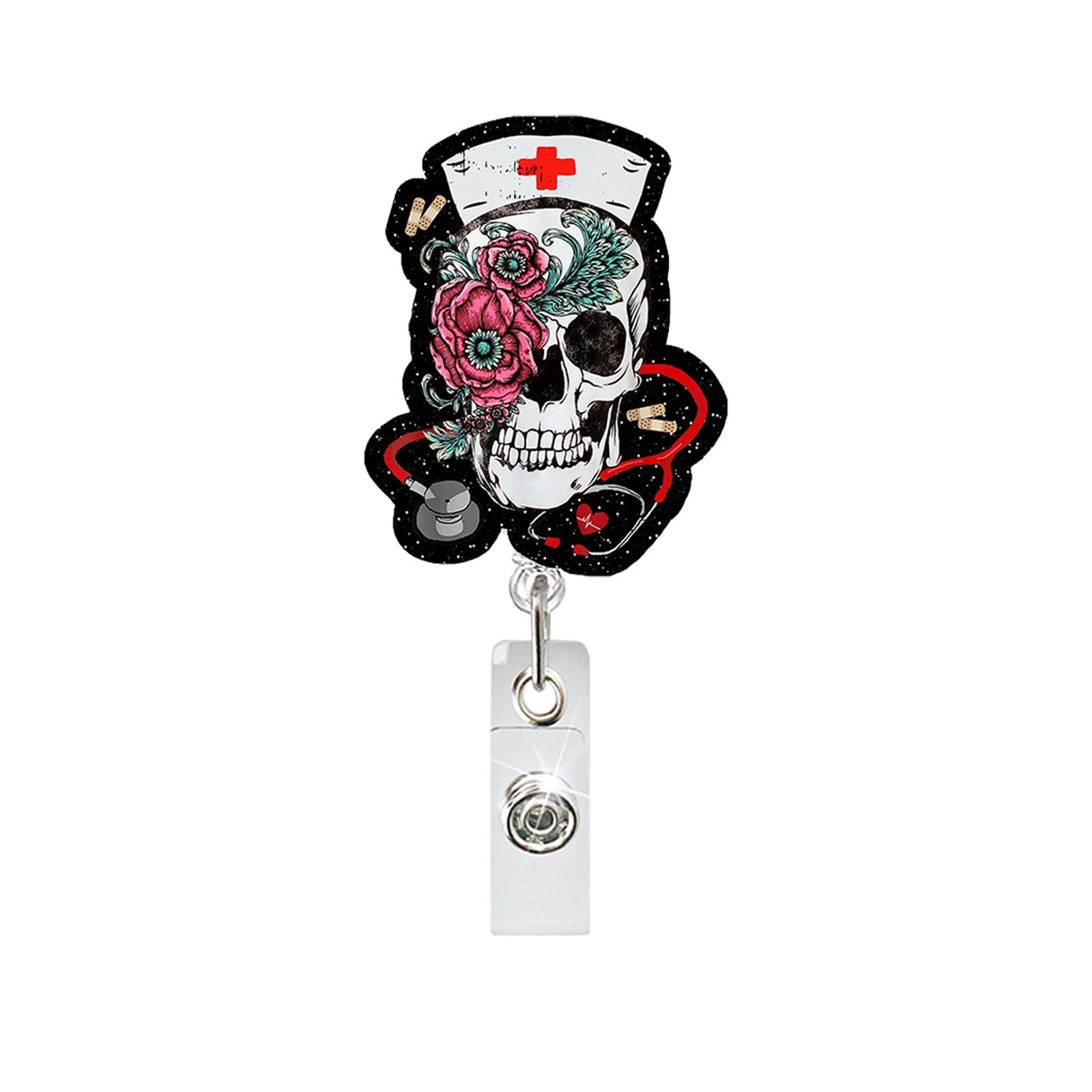 Wholesale Ghost Skull Retractable Badge Reel ABS Acrylic Fashion Accessory for Doctor Nurse
