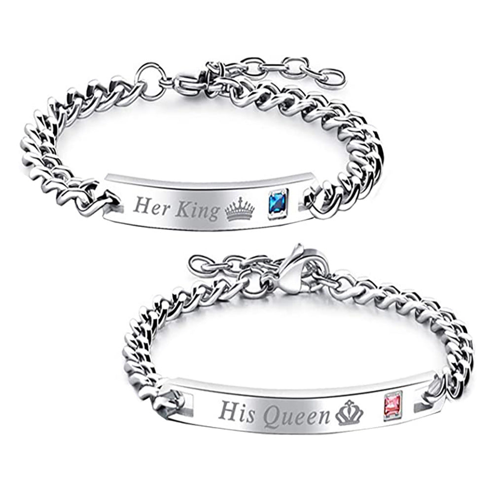 Wholesale  Titanium Steel Diamond Couple Bracelet