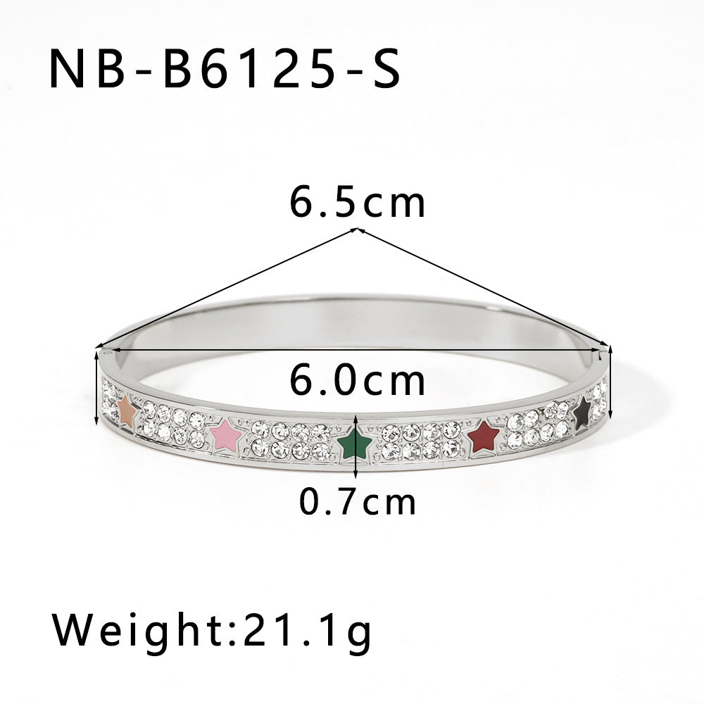 Wholesale Stainless Steel Inlaid Zircon White Shell Full Diamond 18K Gold Color Bracelet ACC-BT-XinY026
