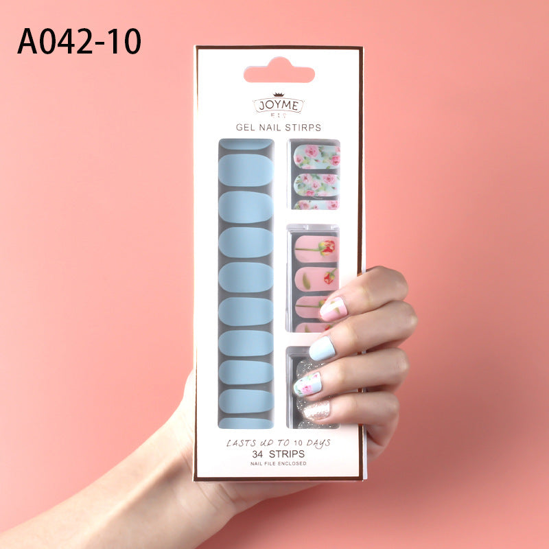 Wholesale Plastic Nail Stickers, Waterproof, Baking Free, Solid Color Nail Stickers, 34 Stickers Without Curling Edges ACC-NS-XKQ007