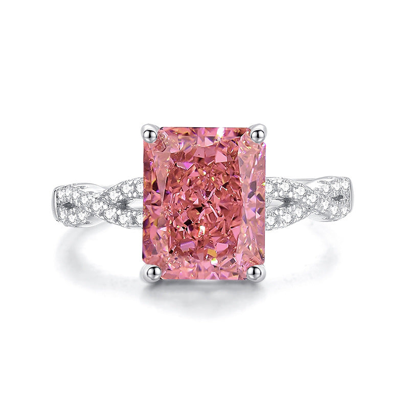 Wholesale S925 sterling silver pink diamond ring