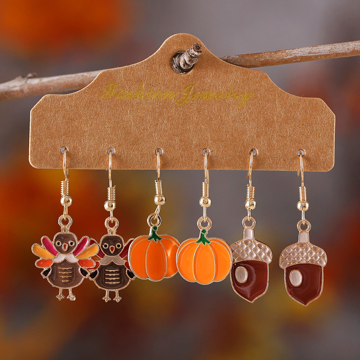 Wholesale Thanksgiving Turkey Pumpkin Earrings Set ACC-ES-zhiyu006