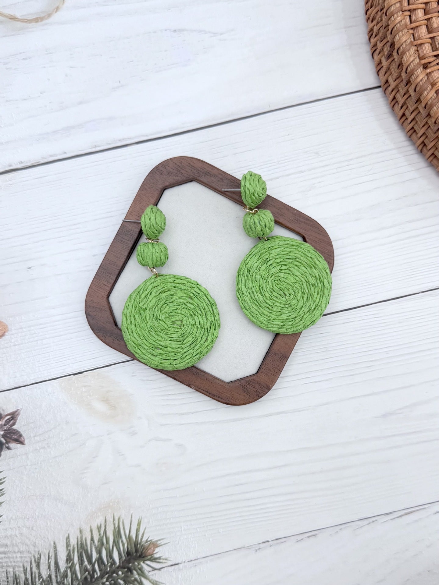 Wholesale  Ethnic Bohemian Beach Holiday Style Hand-woven Rafi Grass Long Earrings