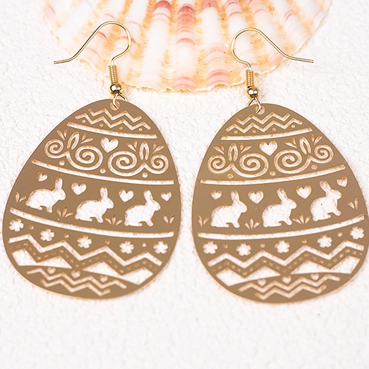 Wholesale Easter Egg Bunny Copper Hollow Earrings
