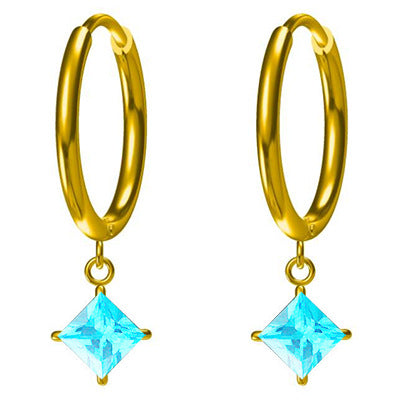 Wholesale 2PCS Steel-titanium colored zircon earrings