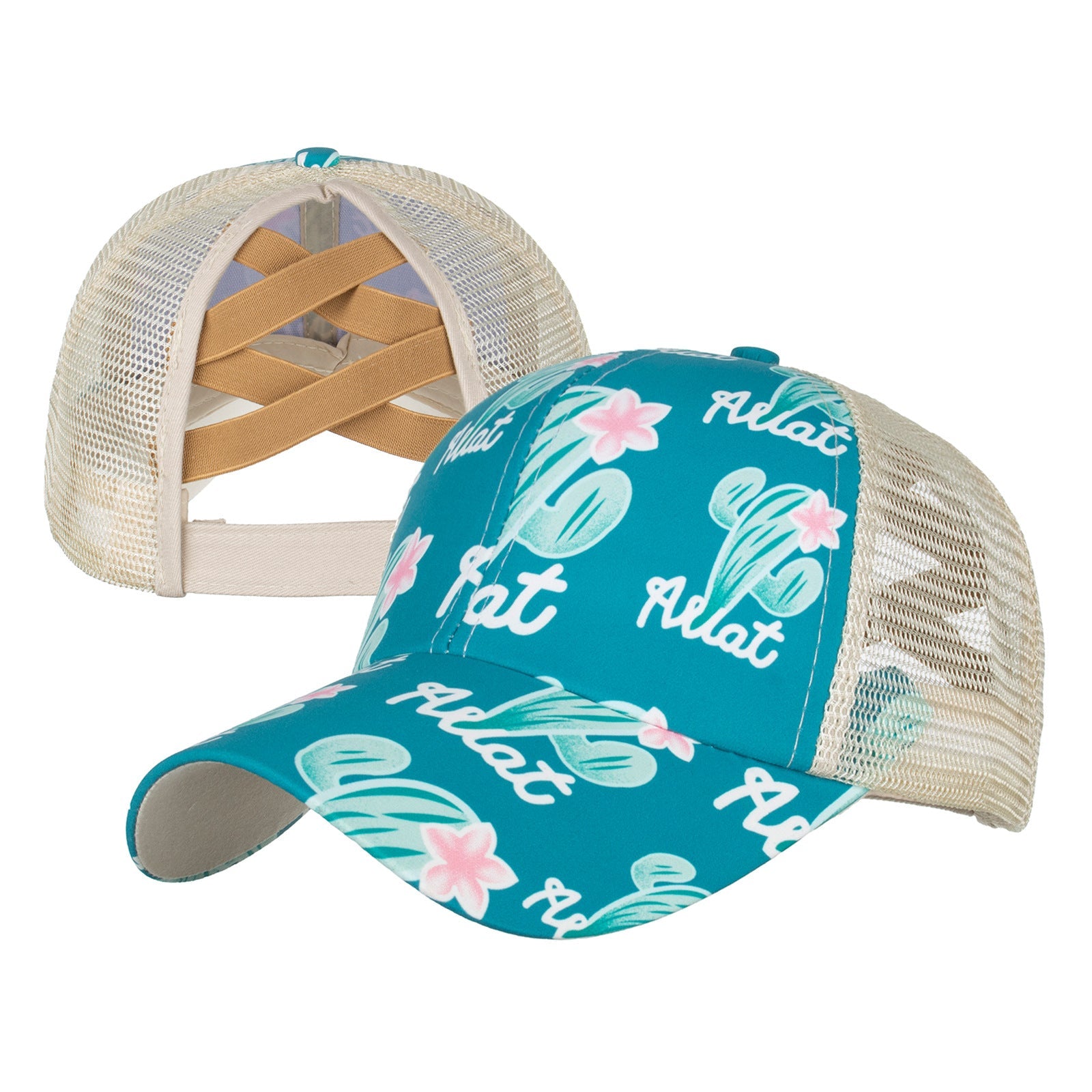 Wholesale Western Style Aztec Cow Print Leopard Mesh Cap Ponytail Cap Baseball Cap Hat ACC-HT-RongZhao005