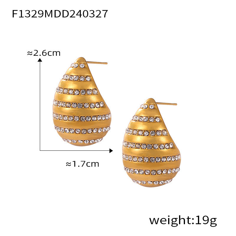 Wholesale Gold-plated Titanium Steel Drop-shaped Earrings Vintage Earrings ACC-ES-OMK001