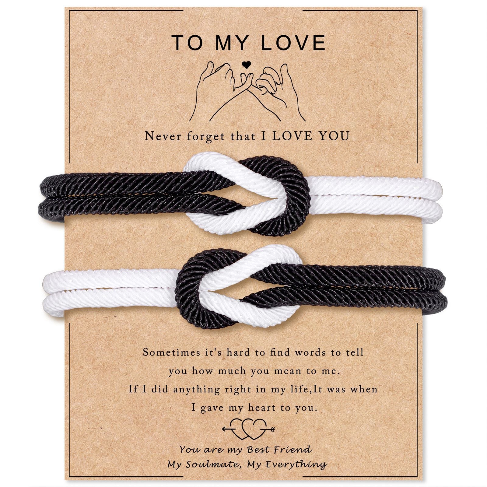 Wholesale black and white 8-shaped Milanese rope Valentine's Day bracelet set
