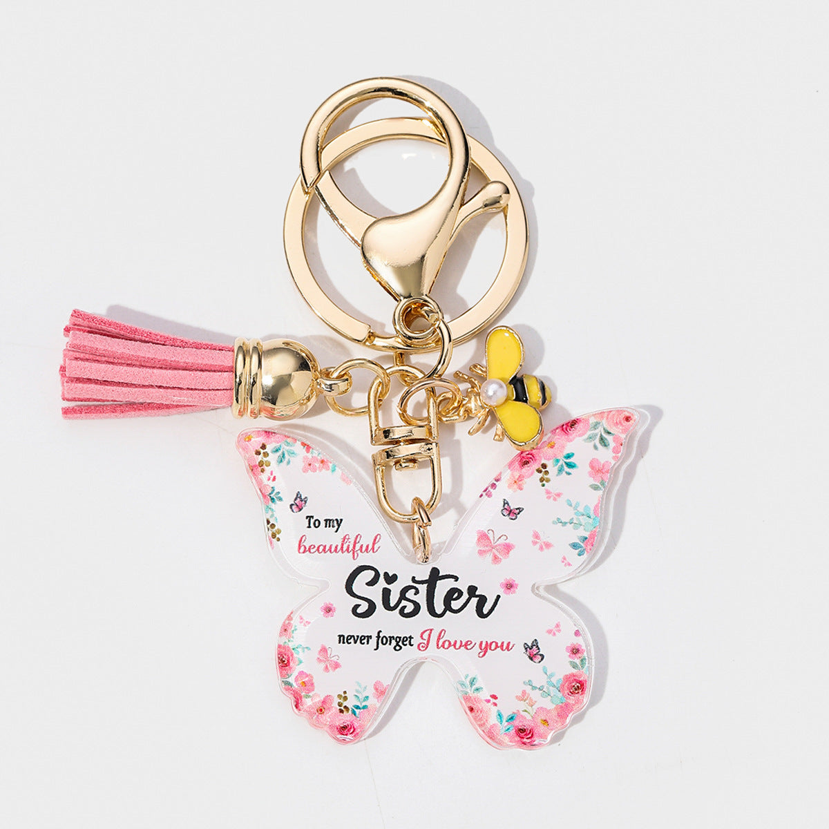Wholesale 1PCS Arrival Butterfly Shape Acrylic MOM Pendant Key Chain Gift for Mother' s Day Valentine' s Day Anniversary