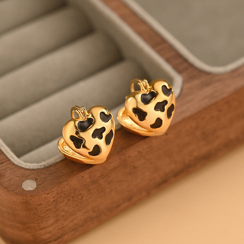 Wholesale Vintage Leopard Heart Earrings