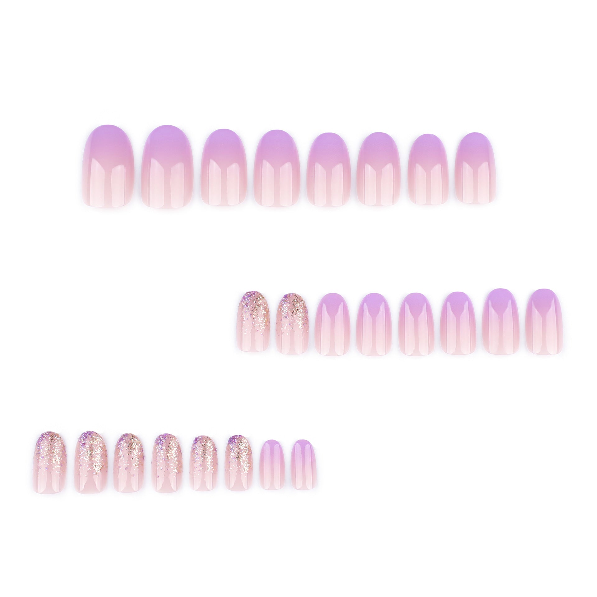 Wholesale 24 Pieces/box Purple Gradient Nails Kits Nail Stickers