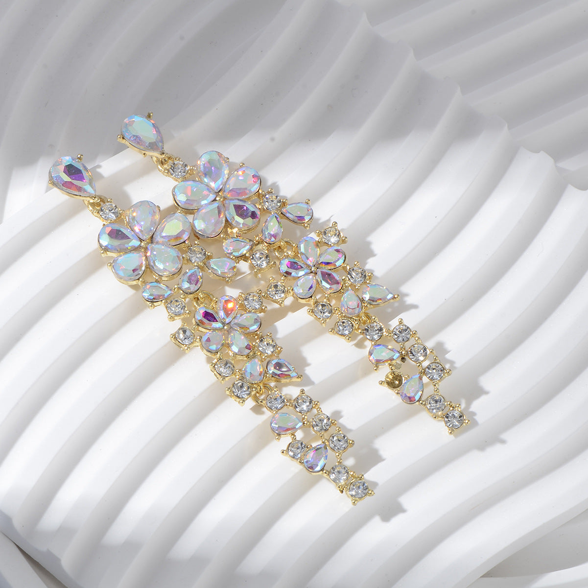 Wholesale Long Colorful Zircon Tassel Earrings Flower Earrings ACC-ES-YiN005