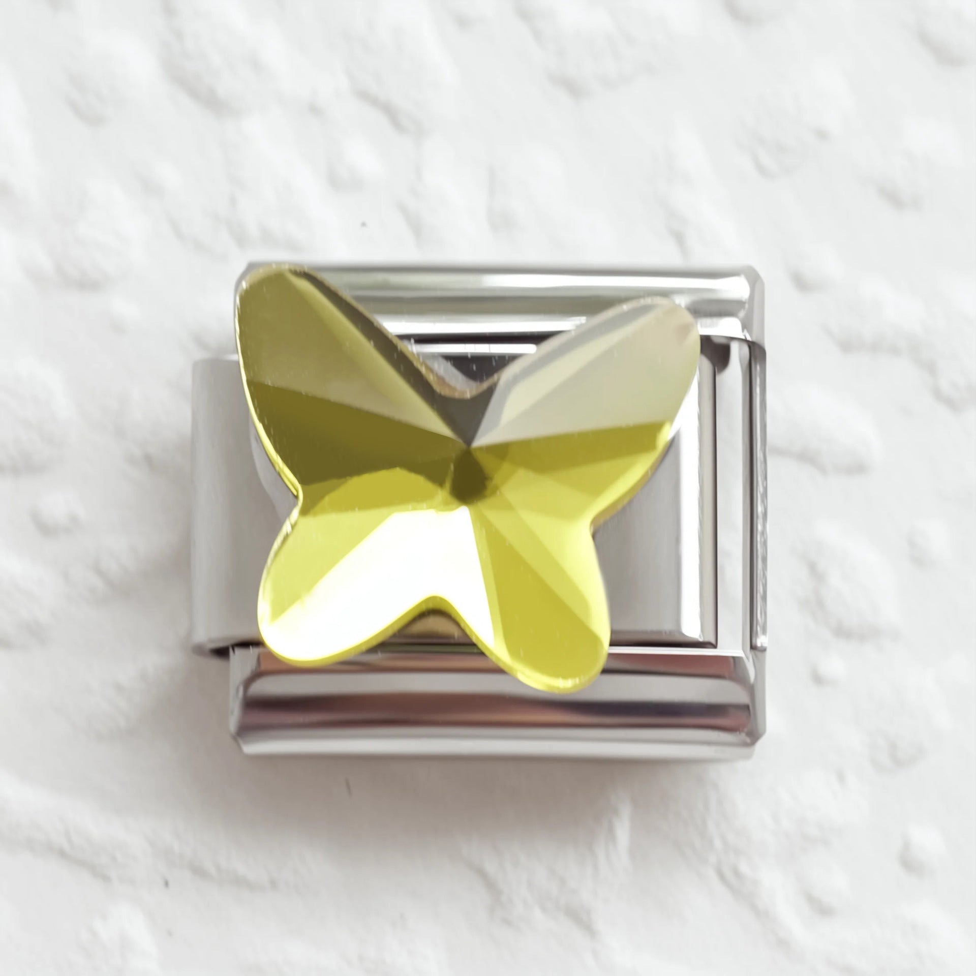 Wholesale 5pcs Italian Charm Bracelet 9mm DIY Splicing Multicolor Crystal Butterfly Stainless Steel Composable Bracelet