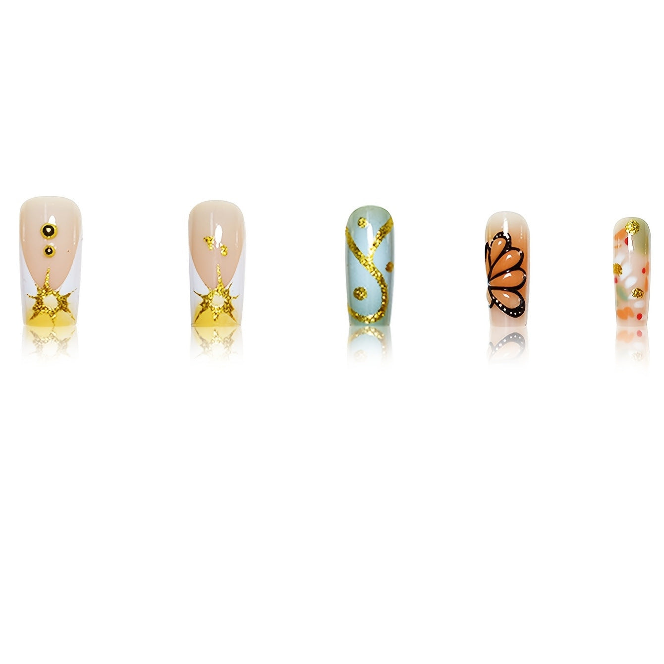 Wholesale 24 Pieces/box Butterfly Stripe Nails Kits Nail Stickers