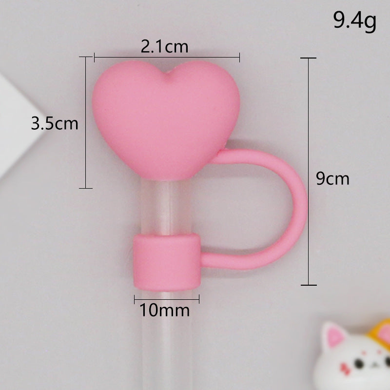 Wholesale Pure Color Heart 10mm PVC Soft Straw Tube Cap