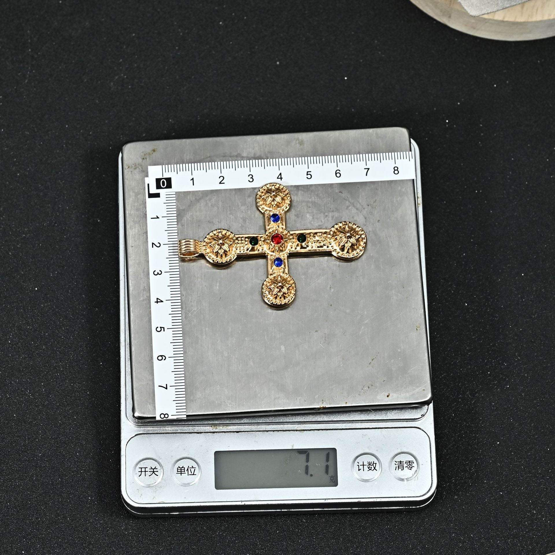 Wholesale Punk Style Diamond Cross Pendant Necklace Stainless Steel Chain Fashion Jewelry Accessory Boutique Gift