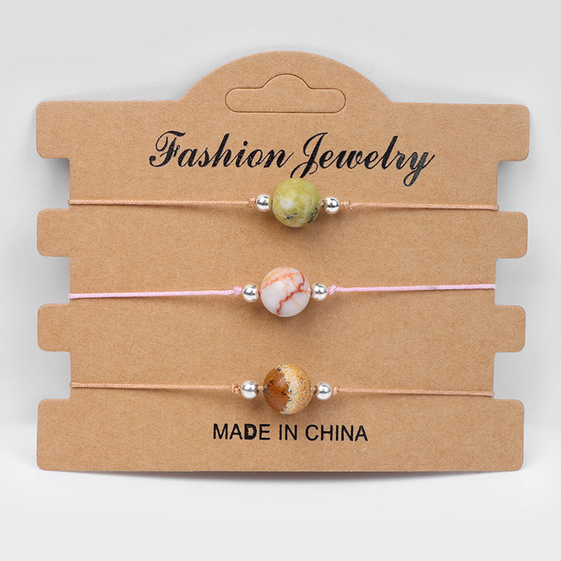 Wholesale Handmade Natural Agate Stone Woven Rope Unisex Couple Bracelet Stylish Fashion Accessory Boutique Gift
