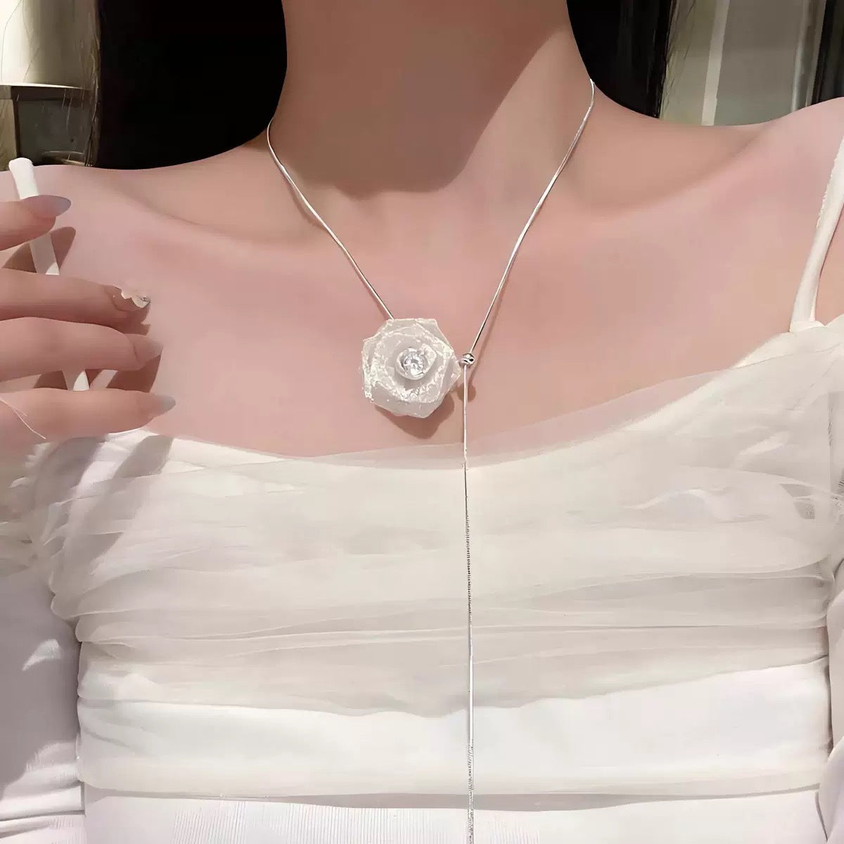 Wholesale Handmade Fabric Flower Choker Necklace With Wax Rope Trendy Jewelry Accessory For Women Gift