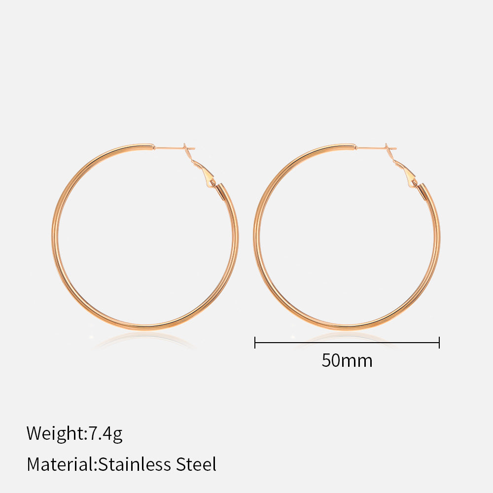 Wholesale  Popular 30/40/50/60mm Stainless Steel Round Earrings